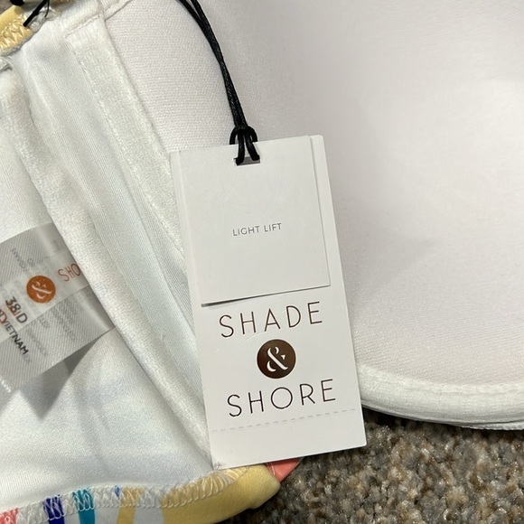 Shade & Shore 38D multi color watercolor bra size toe strap bandeau swim top - Picture 8 of 10